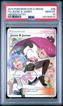 PSA 10 Jessie and James Full Art 68/68 Hidden Fates Pokemon Card 2019 GEM MINT! - Image 1