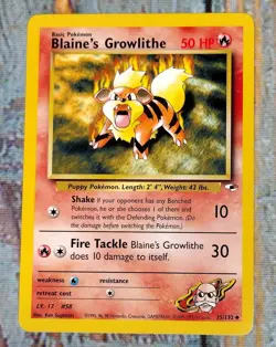 Pokemon Card BLAINE'S GROWLITHE 35/132 Basic Pokemon Gym Heroes Uncommon 2000 - Image 1