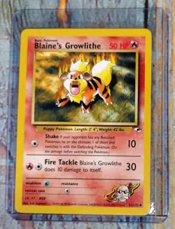 Pokemon Card BLAINE'S GROWLITHE 35/132 Basic Pokemon Gym Heroes Uncommon 2000 - Image 2