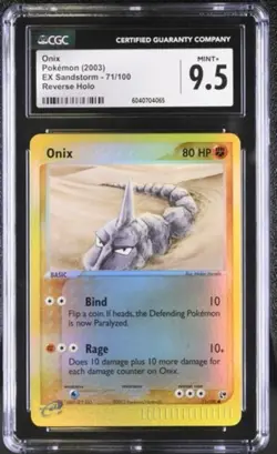CGC 9.5 Mint Onix 71/100 Ex Sandstorm Reverse Holo Pokemon Card 2003 - Image 1