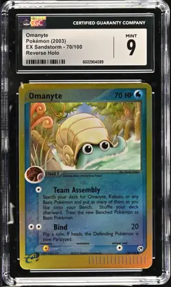 CGC 9 MINT Omanyte 70/100 EX Sandstorm Reverse Holo 2003 Pokemon Card - Image 1