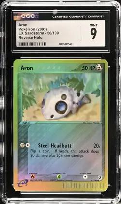 CGC 9 MINT Aron 56/100 Reverse Holo EX Sandstorm Vintage 2003 Pokemon Card - Image 1