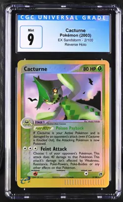 CGC 9 Cacturne 2/100 Ex Sandstorm Reverse Holo Rare Pokemon Card - Image 1