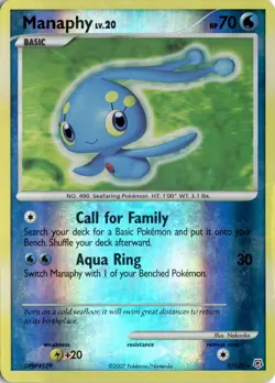Manaphy 9/130 Reverse Holo Diamond and Pearl Pokemon Card TCG - Image 1