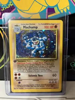 Pokemon Machamp Base Set 1st Edition Holo Rare 8/102 100 HP 1999 Card - Image 1