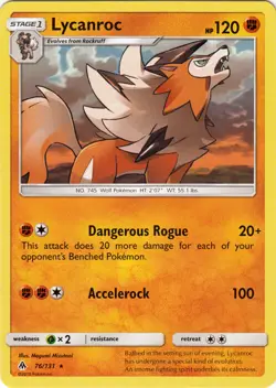 Pokemon - Lycanroc - 76/131 - Rare - Sun & Moon Forbidden Light - NM - Image 1
