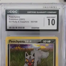 Nintendo Poochyena EX Ruby & Sapphire 65/109 CGC Gem Mint 10 Pokemon Card 2003 - Image 3