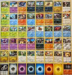Mixed Lot Of 48 Sun And Moon Era Pokemon Cards With Sleeves - No Duplicates - LP - Image 1