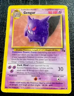Pokemon Gengar TCG Card 20/62 Fossil Regular Unlimited Rare LP Condition - Image 1