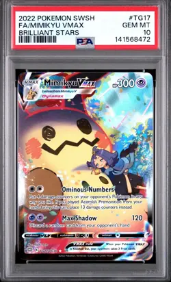 POKEMON 2022 Brilliant Stars Full Art MIMIKYU Vmax #TG17 PSA 10 Gem Mint - Image 1