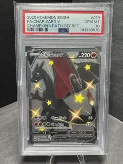 Pokemon TCG PSA 10 Charizard V 079/073 Secret Rare SWSH Champion’s Path Full Art - Image 1