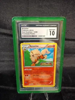 2012 POKEMON NEXT DESTINIES PRERELEASE PROMO #12 ARCANINE CGC 10 GEM MINT - Image 1