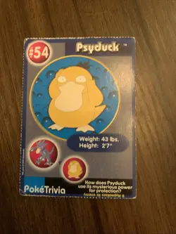 1999 Pokemon Poketrivia Mewtwo Strikes Back Burger King Promo #54 Psyduck - Image 1