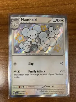 Maushold 210/091 Paldean Fates Baby Shiny Holo Rare Pokemon Card TCG NM - Image 1