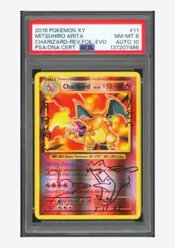 Pokemon PSA 8 AUTO 10 Charizard Reverse Holo Mitsuhiro Arita 2016 11/108 EVO ENG - Image 1