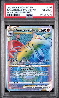 2022 POKEMON SWORD & SHIELD LOST ORIGIN #199 FA/AERODACTYL VSTAR PSA 10 - Image 1