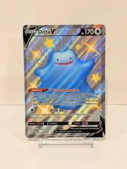 Pokemon Shining Fates Shiny Ditto V SV118/SV122 NM/MT+ Full Art Holo - Image 3