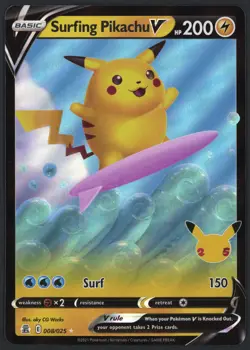 Celebrations 008/025 Surfing Pikachu V Ultra Rare Holo - Image 1