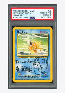 Pokemon PSA AUTH AUTO 10 Magikarp U Mitsuhiro Arita 1999 35/102 Base Set English - Image 1