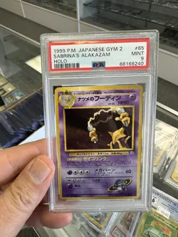 PSA 9 1999 Pokemon Japanese Gym 2 Sabrina’s Alakazam #65 Holo - Image 1