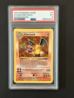 1999 Pokemon Charizard Holo Shadowless PSA 5 #4 4/102 - Image 1