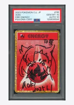 Pokemon PSA 10 AUTO 10 Fire Energy Holo Aoki 2023 #FIR CLL Japanese - Image 1