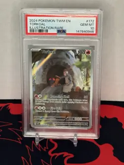 Pokemon Torkoal 172/167 Sv06: Twilight Masquerade Illustration Rare Holo PSA 10 - Image 1