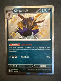 Pokemon TCG Kingambit Scarlet & Violet: Paldean Fates 187/091 Holo Shiny Rare NM - Image 1
