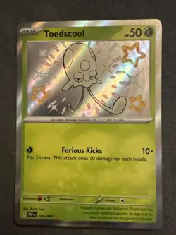 Pokemon TCG Toedscool Scarlet & Violet: Paldean Fates 105/091 Holo Shiny Rare - Image 1