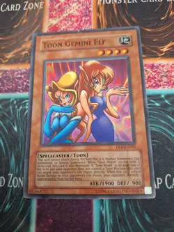 Yugioh Toon Gemini Elf DL6-EN001 Super Rare Unlimited Heavily Played - Image 1