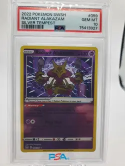 Radiant Alakazam 059/195 Swsh12: Sword & Shield Silver Tempest Holo PSA 10 - Image 1