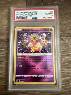 Radiant Alakazam 059/195 Swsh12: Sword & Shield Silver Tempest Holo PSA 10 - Image 1