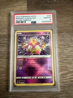 Radiant Alakazam 059/195 Swsh12: Sword & Shield Silver Tempest Holo PSA 10 - Image 1