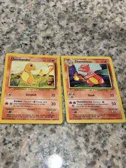 pokemon cards Vintage 1999 Base Set Charmander And Charmeleon Lightly Played - Image 1