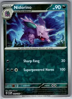 Nidorino 033/165 Reverse Holo SV: Scarlet & Violet 151 - Pokemon Card - NM - Image 1