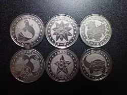 Pokemon Card Meiji Promo Battle Coin Silver x6 Slowbro Starmie Dewgong etc #6244 - Image 1