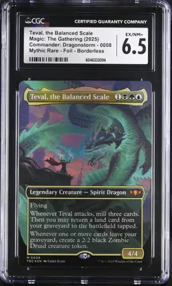 TEVAL, THE BALANCED SCALE Tarkir: Dragonstorm Borderless Foil CGC 6.5 MTG EDH - Image 1