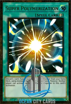 Yugioh Super Polymerization MAGO-EN047 Premium Gold Rare 1st ed - Image 1