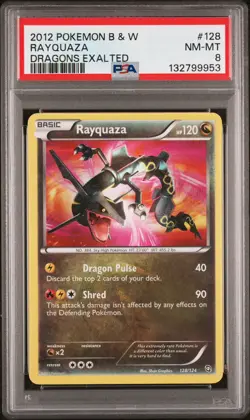 2012 Pokemon B&W Rayquaza Dragons Exalted (English) 128/124 (PSA 8 NM-MT) - Image 1