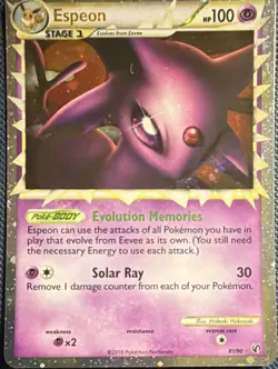 Pokemon Espeon Prime Ultra Rare Holo 81/90 Undaunted 2010 Stage 1 100 HP Card - Image 1