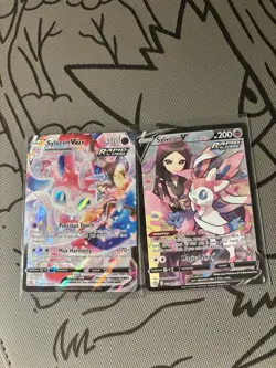 Trading Card Game Pokemon TCG Sylveon Card Lot 2 VMax Trainer Gallery Bundle NM - Image 1