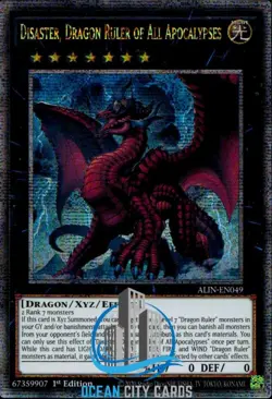 Yugioh ALIN-EN049 Disaster, Dragon Ruler of All Apocalypses Quarter Century Rare - Image 1
