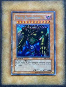 Yugioh Gate Guardian MRD-000 Secret Rare 1st Ed DAMAGED HEAVY PLAYED - Image 1