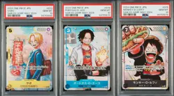 SET 3 PSA 10 GEM MINT JAPANESE ONE PIECE 2024 Luffy Ace Sabo P-073 P-074 P-075 - Image 1
