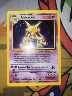 Pokemon TCG Alakazam Base Set Holo Card 1/102 Unlimited Rare Lightly Played - Image 1