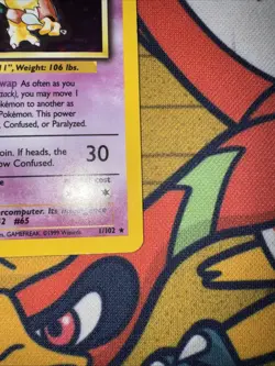 Pokemon TCG Alakazam Base Set Holo Card 1/102 Unlimited Rare Lightly Played - Image 3