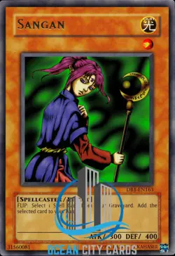 Yugioh DB1-EN163 Magician Of Faith Rare Sangan Misprint Wrong Name - Image 1