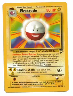 Pokemon Card: Electrode 25/130 Base Set 2 Rare! EXC - Image 1