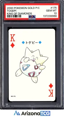 Pokemon 2000 Togepi 175 King Of Diamonds Gold Playing Card Japanese PSA 10 - Image 1