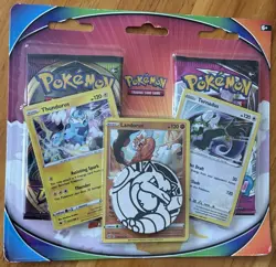 POKEMON TCG FORCES OF NATURE COLLECTION 3 FOIL CARDS 2 BOOSTER PACKS 1 COIN - Image 1